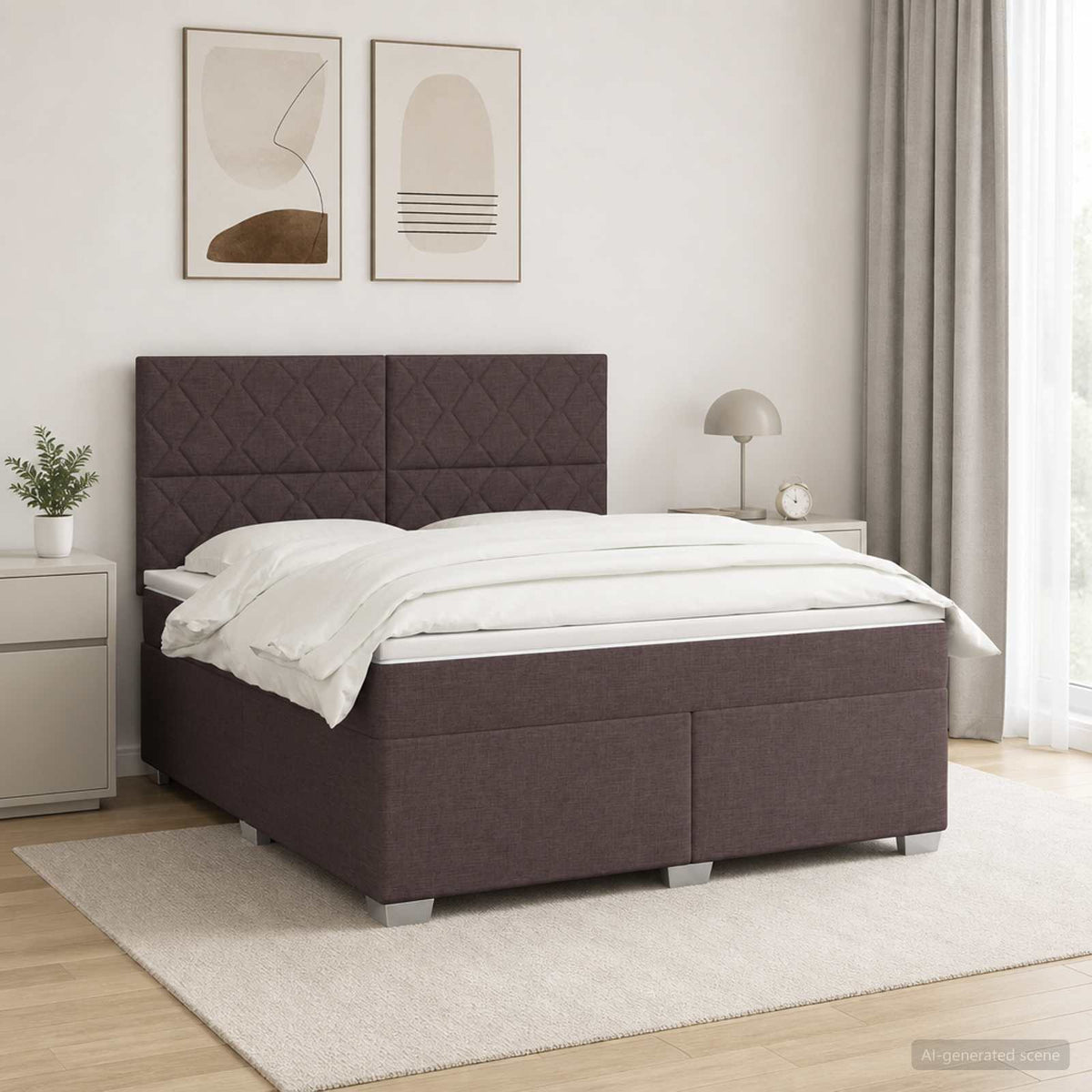 Boxspring krevet s madracem Tamno smeđa 160 x 200 cm Tkanina 160 x 200 x 140.5 cm