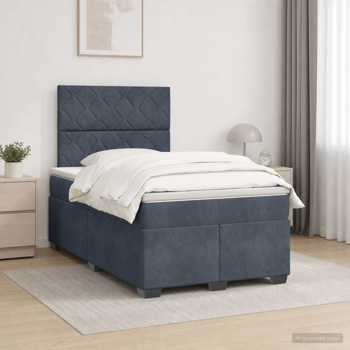 Boxspring krevet s madracem Tamnosiva 120 x 200 cm Baršun 120 x 200 x 140.5 cm