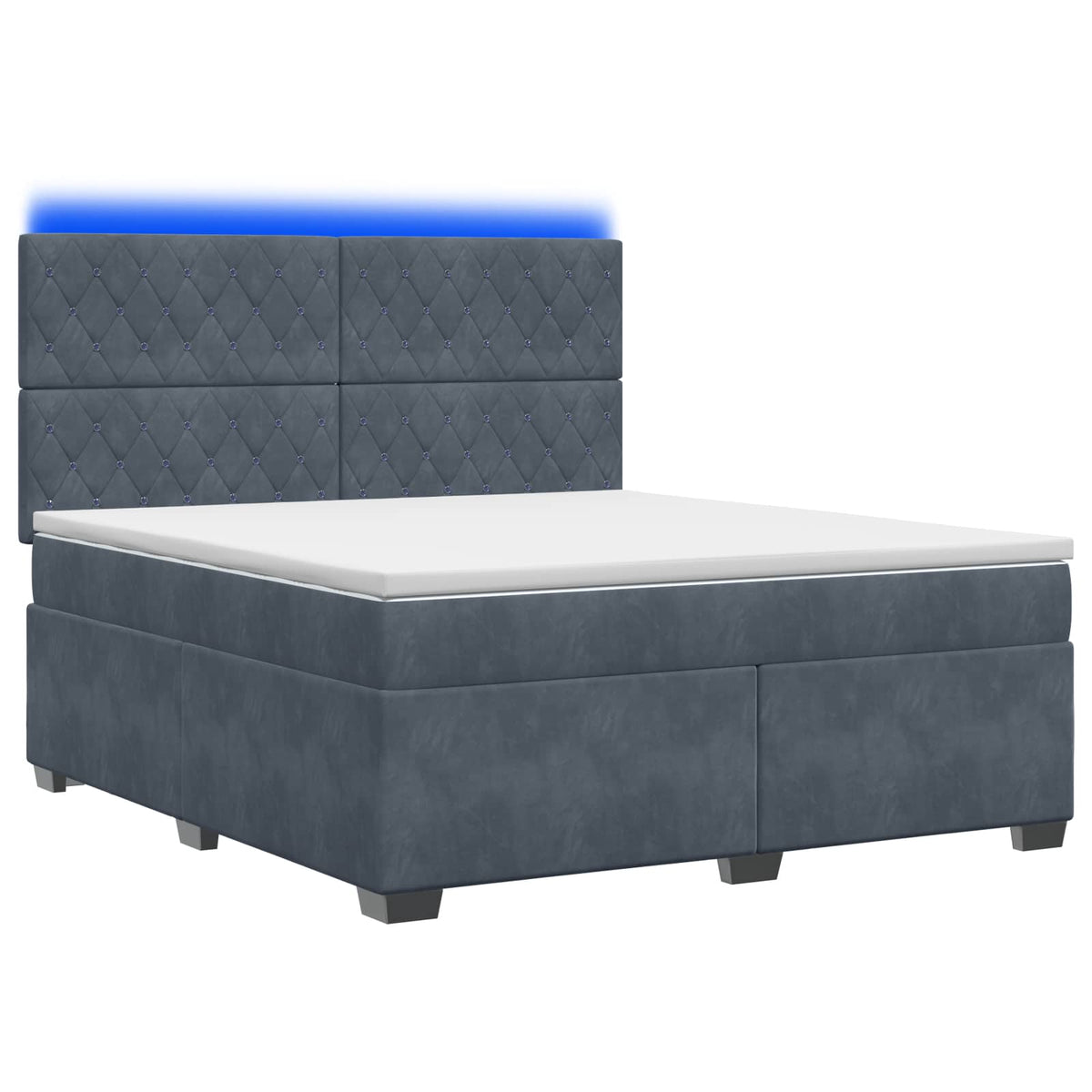 Boxspring krevet s madracem Tamnosiva 140 x 200 cm Baršun 144 x 200 x 140.5 cm