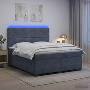 Boxspring krevet s madracem Tamnosiva 140 x 200 cm Baršun 144 x 200 x 140.5 cm