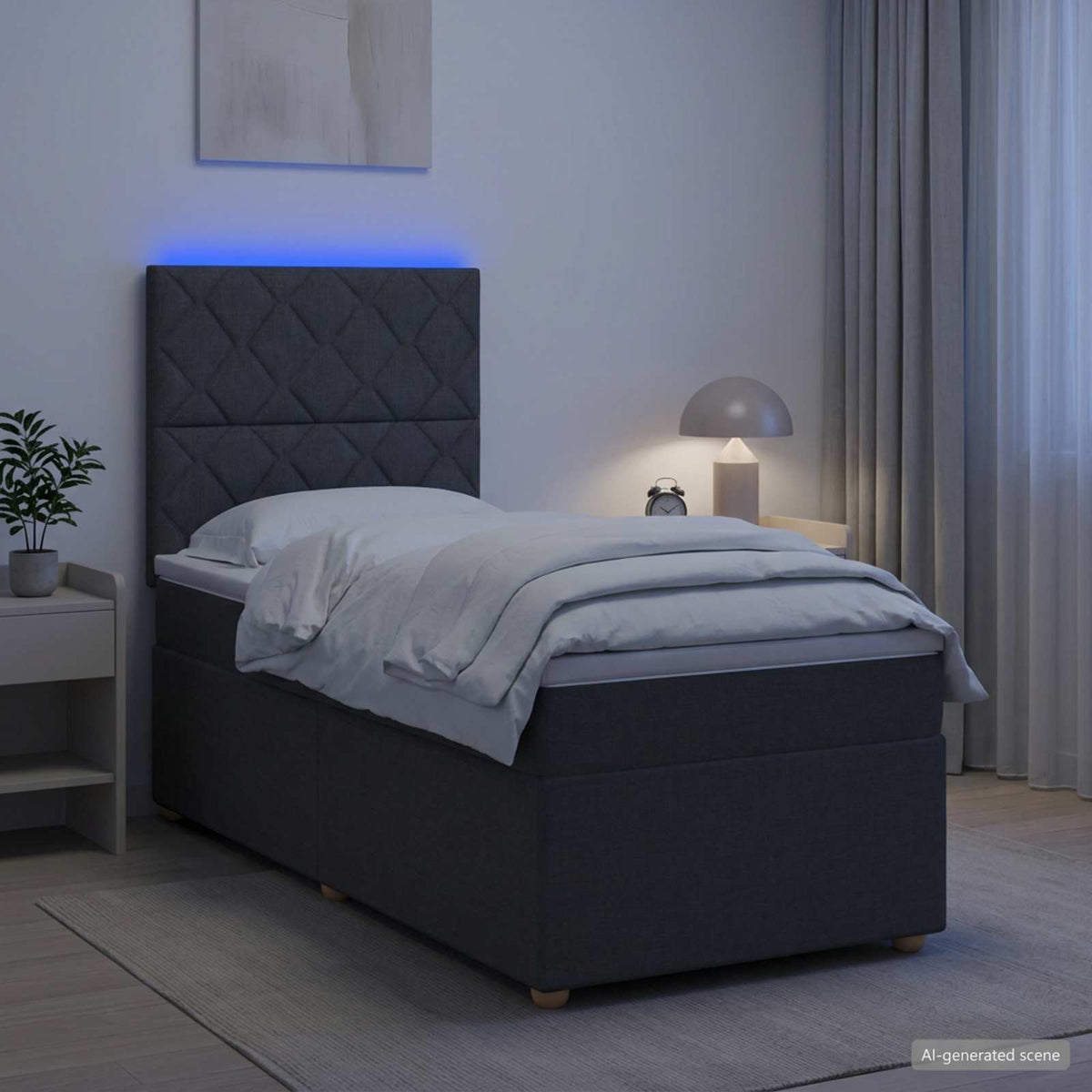 Boxspring krevet s madracem Tamnosiva 100 x 200 cm Tkanina 100 x 200 x 140.5 cm