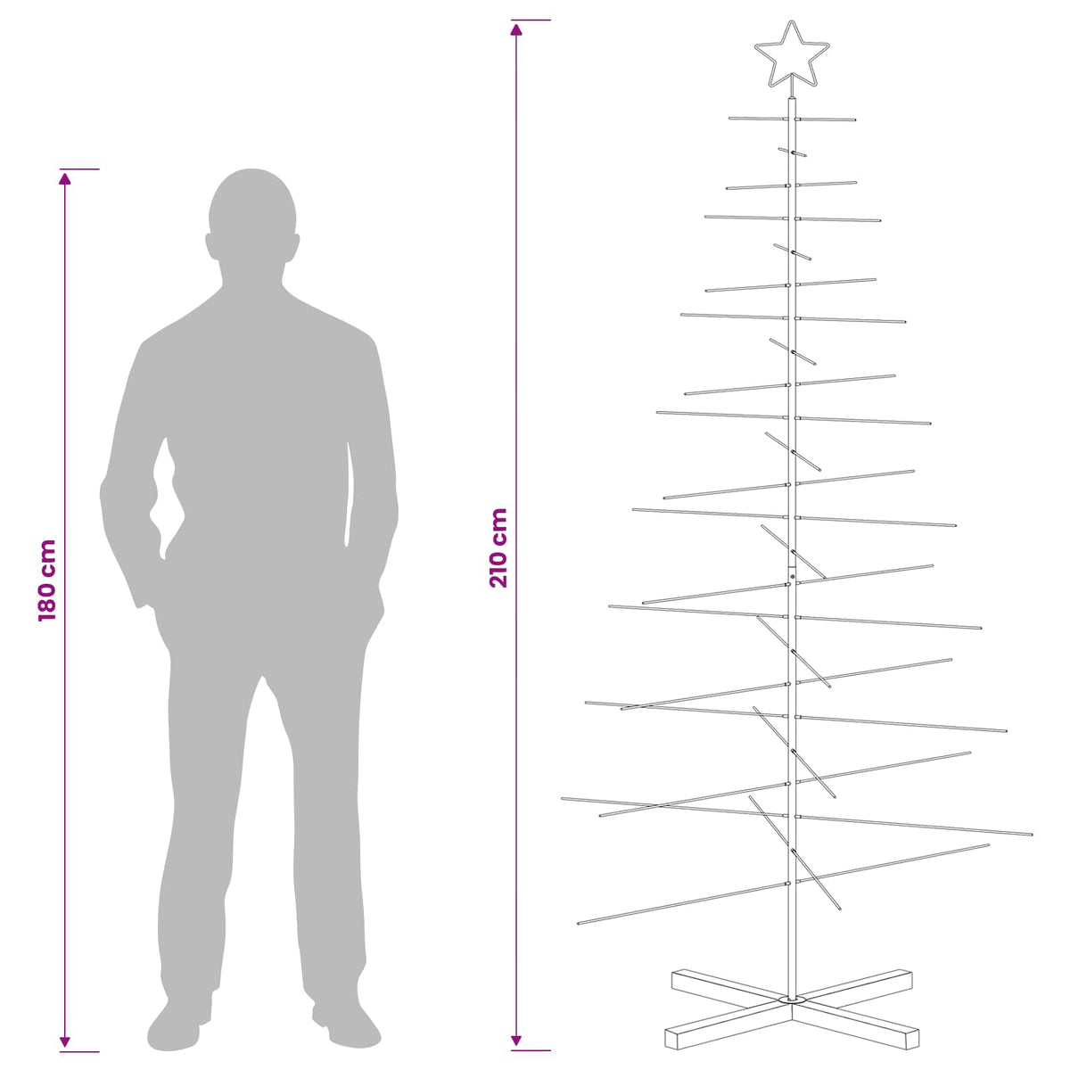 Metalna božićna jelka KUOPIO 210 cm Čelik Bijela