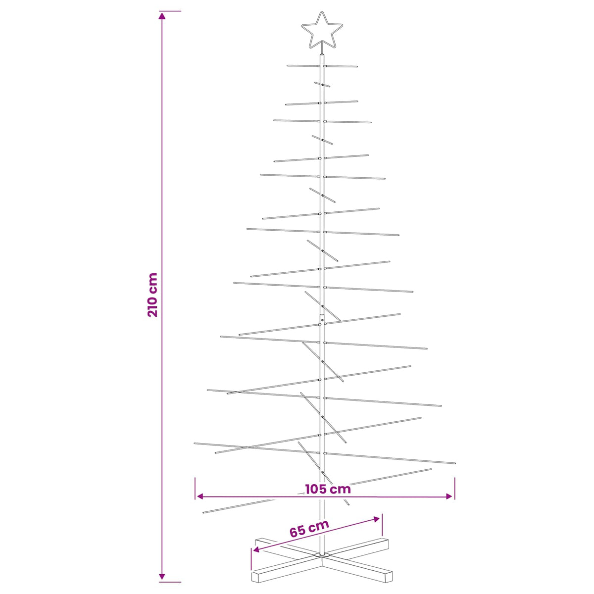Metalna božićna jelka KUOPIO 210 cm Čelik Bijela