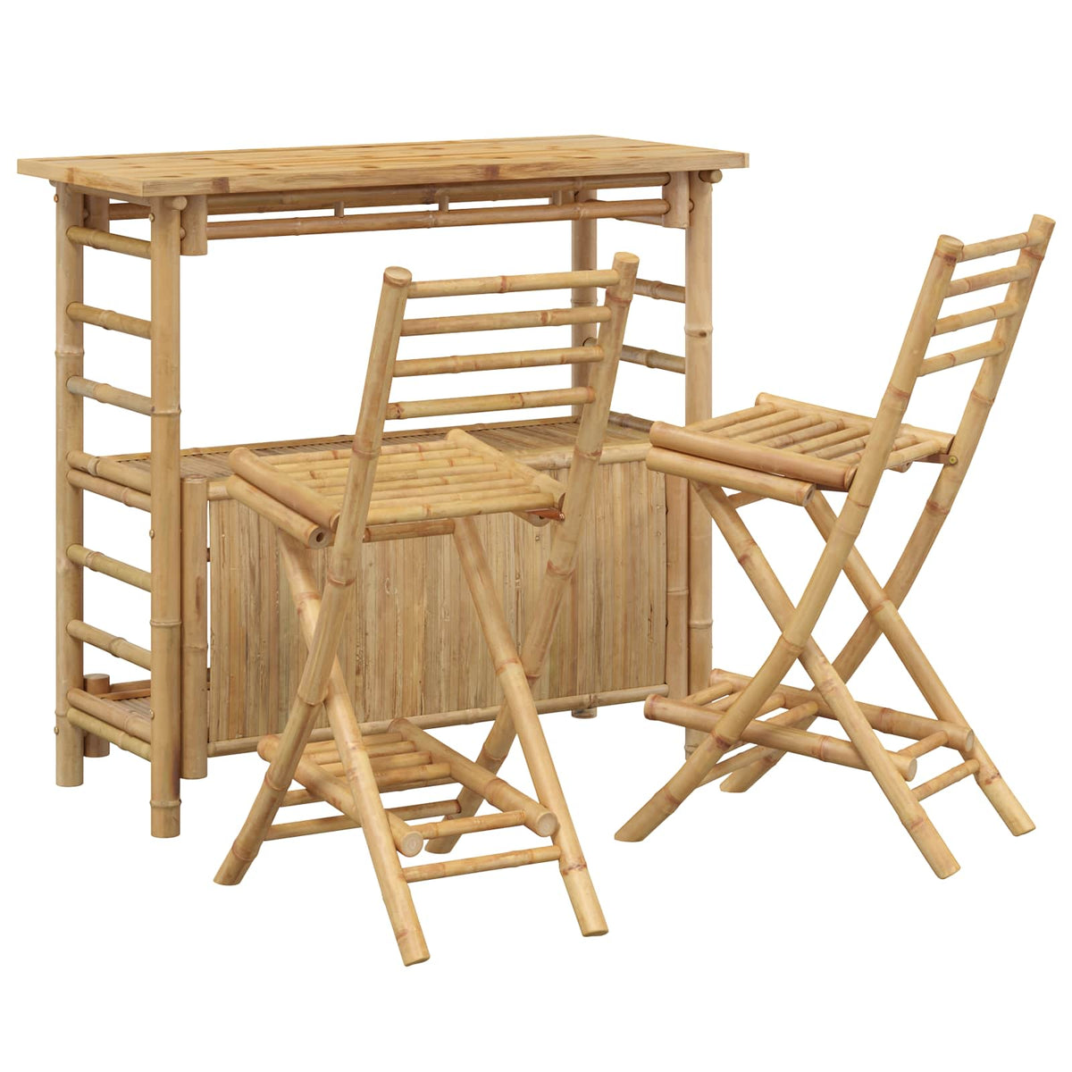 Vanjski bar stol i stolice 3 kom. 2-sjedala Prirodna Bambus Smeđa 110 x 55 x 105 cm