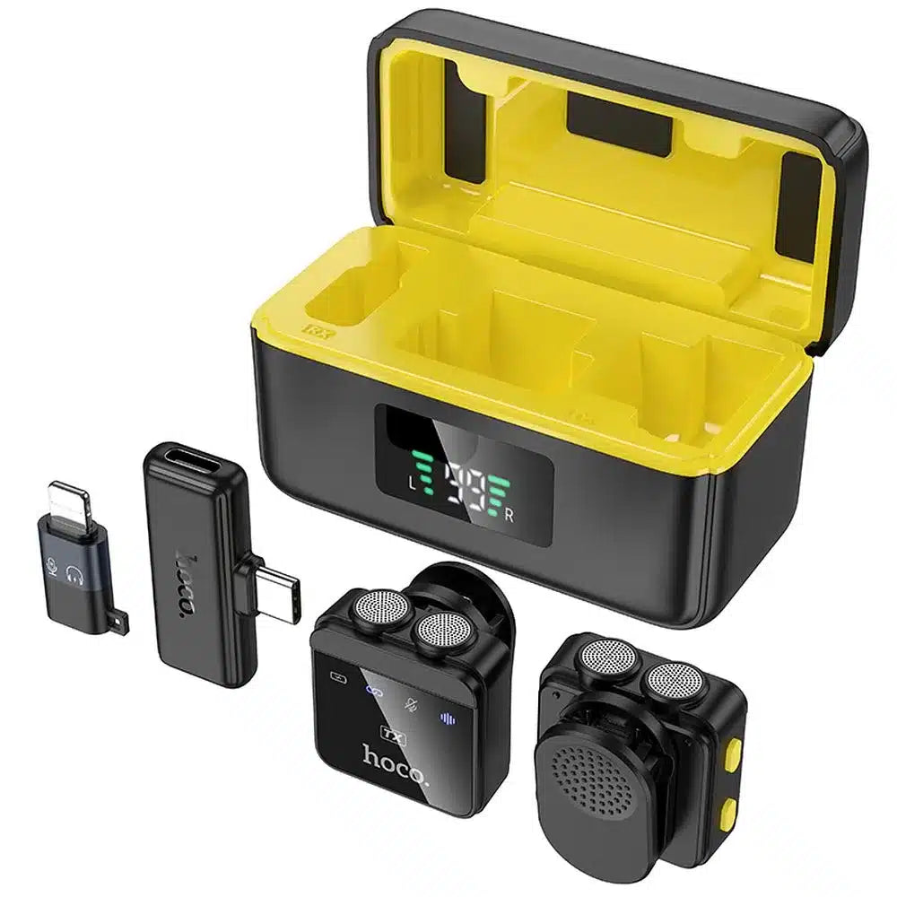 HOCO brezžični lavalier mikrofon Lightning/Type-C Dual (pakiranje po 2 kosa) L17 črn
