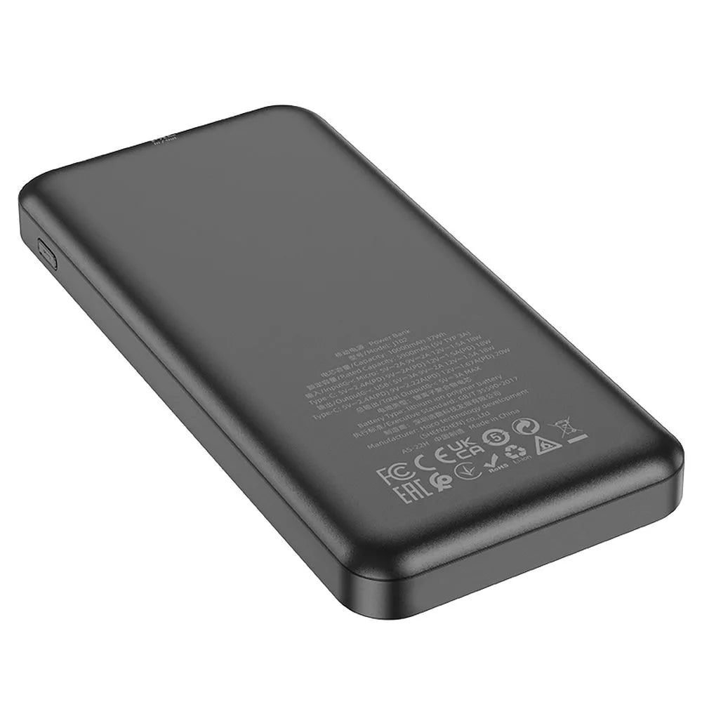 HOCO power bank 10000mAh PD QC3.0 3A 20W J102 črn