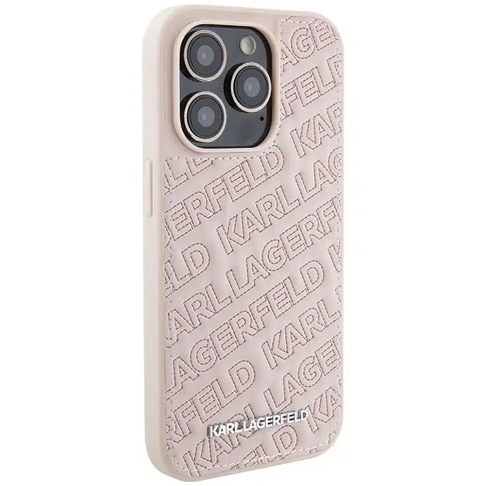 Originalna torbica KARL LAGERFELD Hardcase KLHCP15LPQKPMP za iPhone 15 Pro (prešit vzorec / roza)