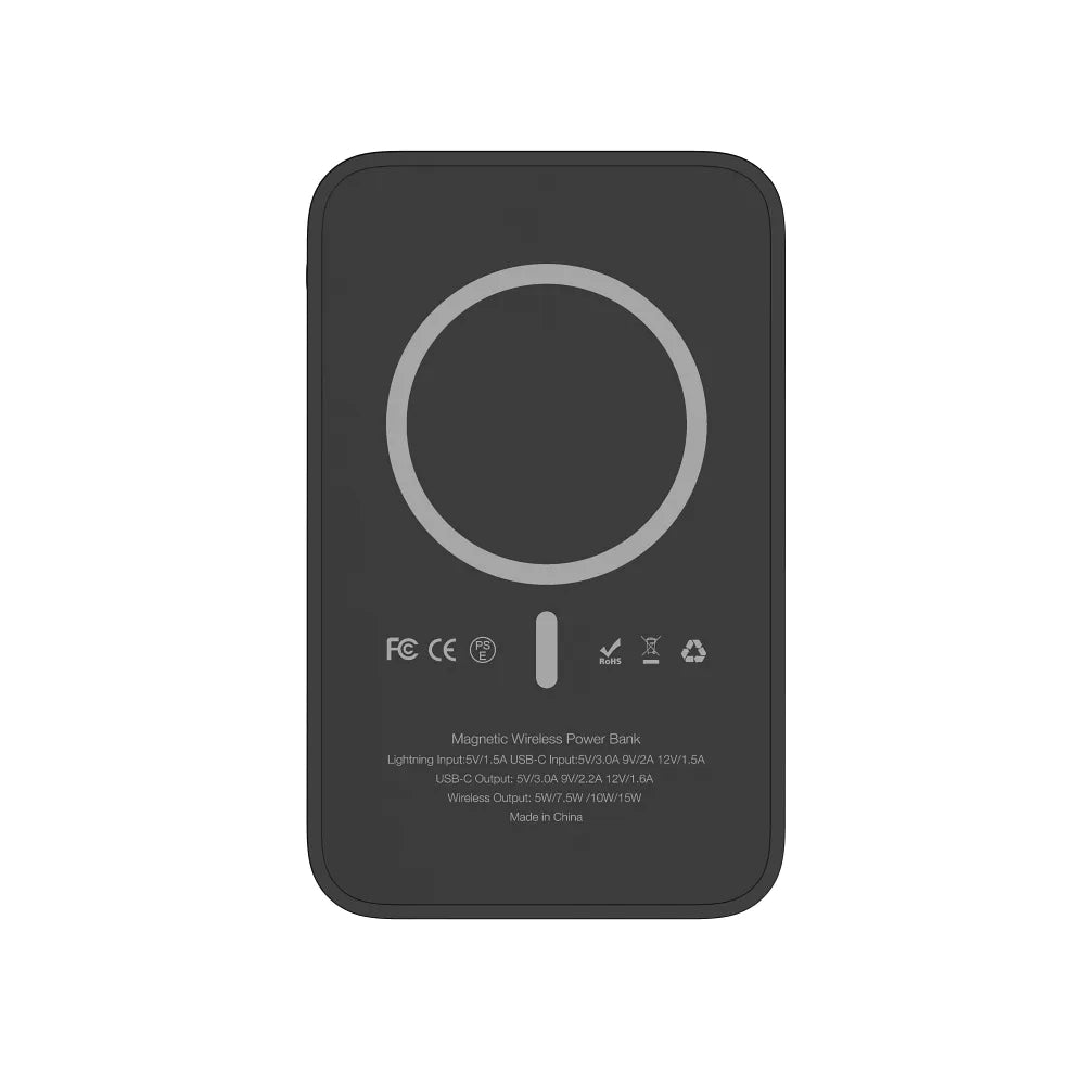 POWER BANK VEGER MagOn Kick z induktivnim polnjenjem podpira polnjenje z MagSafe 15W - 5 000mAh PD 20W črna
