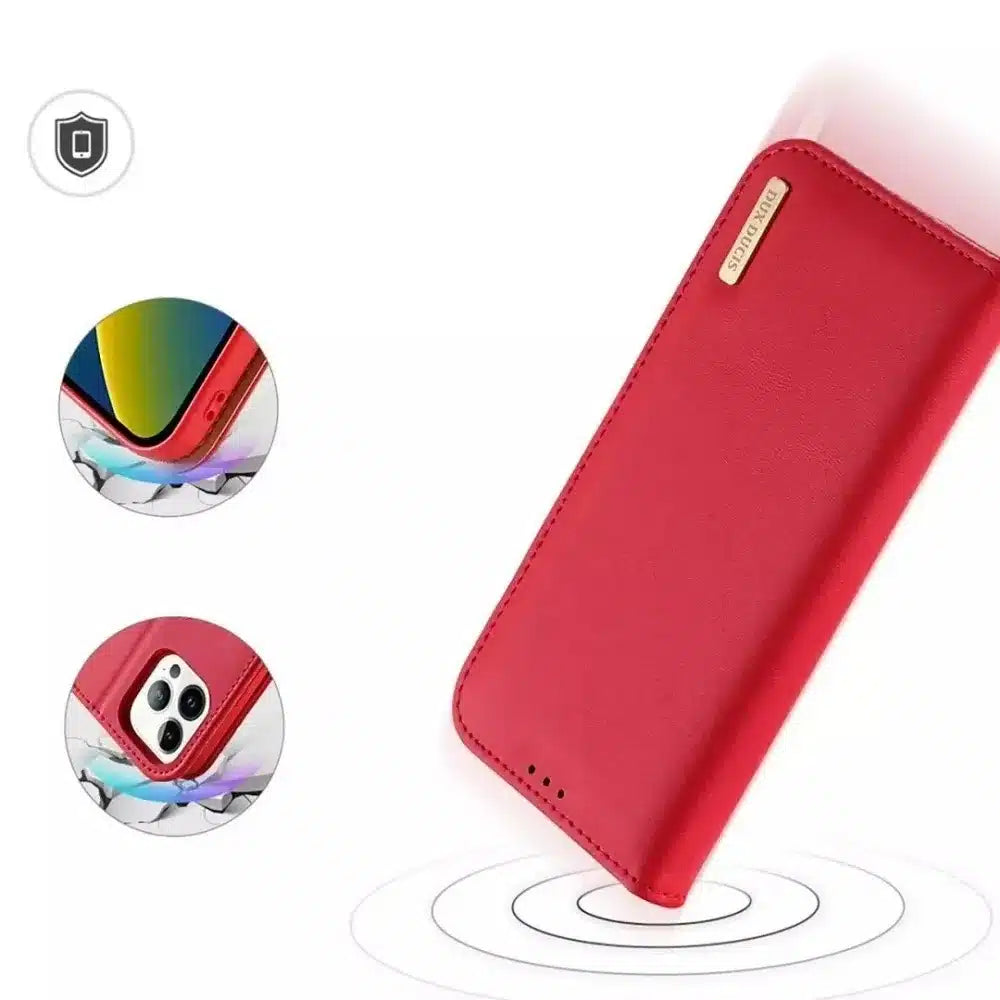 Dux Ducis Hivo etui za knjigo iz usnja za Apple iPhone 15 Pro Max rdeč
