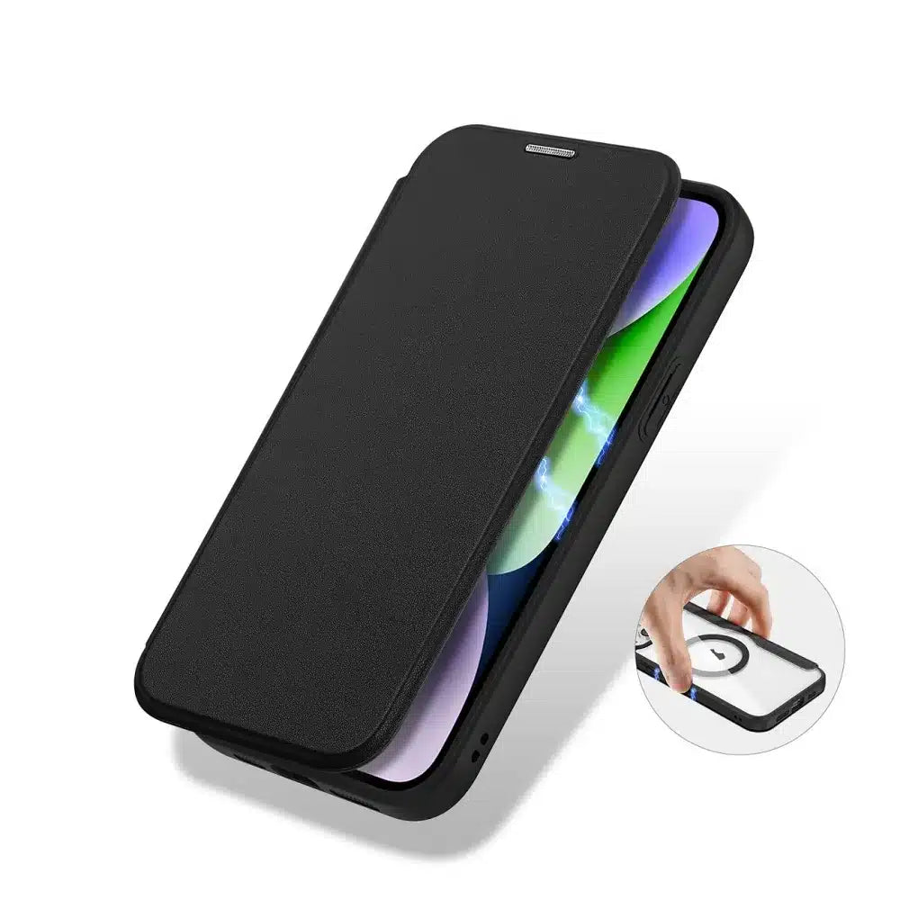 DUX DUCIS Skin X Pro - MagSafe kompatibilna preklopna torbica za Apple iPhone 15 črna