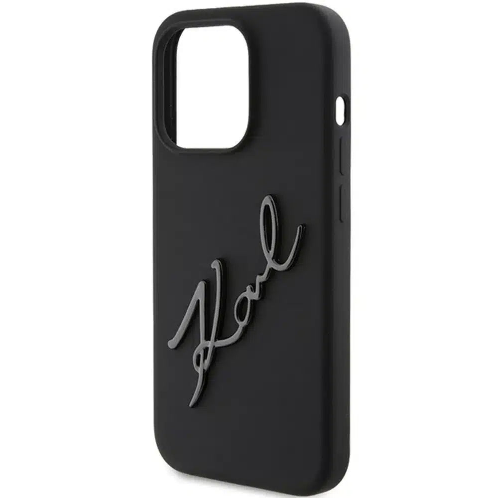 Originalna KARL LAGERFELD Hardcase maskica za iPhone 15 Pro Max (Silikonski Karl Script Logo / crna)