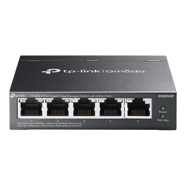 TP-Link Omada ES205G Upravljano Gigabit Ethernet (10/100/1000) Podrška za napajanje putem Etherneta (PoE) Crno