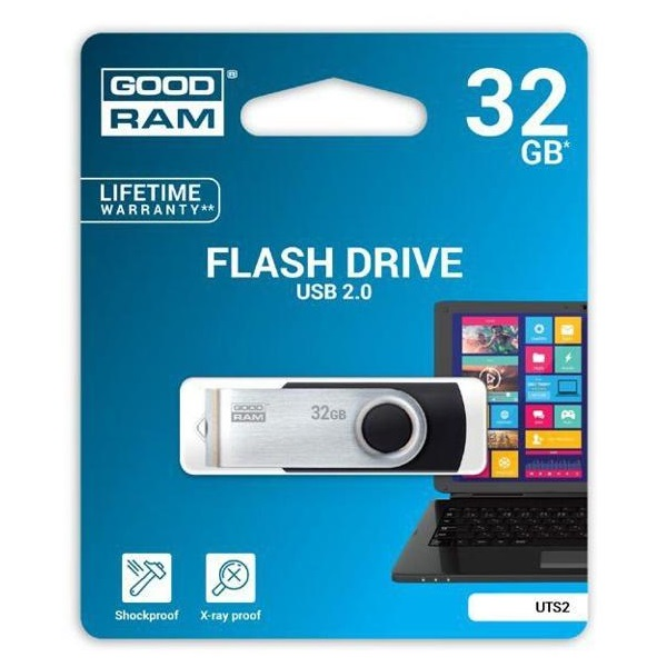 Goodram UTS2 USB izbrisivi memorijski pogon 32 GB USB Tip-A 2.0 Crno