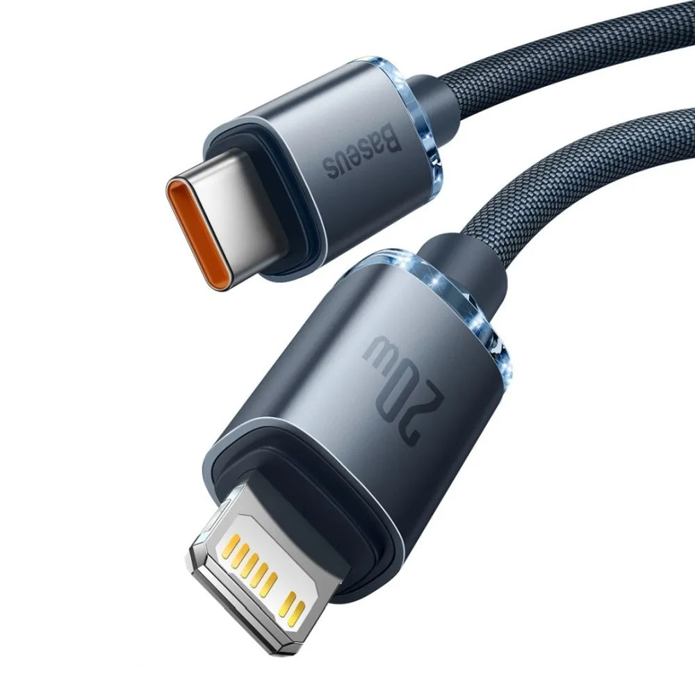 BASEUS kabel Type C za Apple Lightning 8-pinski PD20W Power Delivery Crystal Shine 2m črni