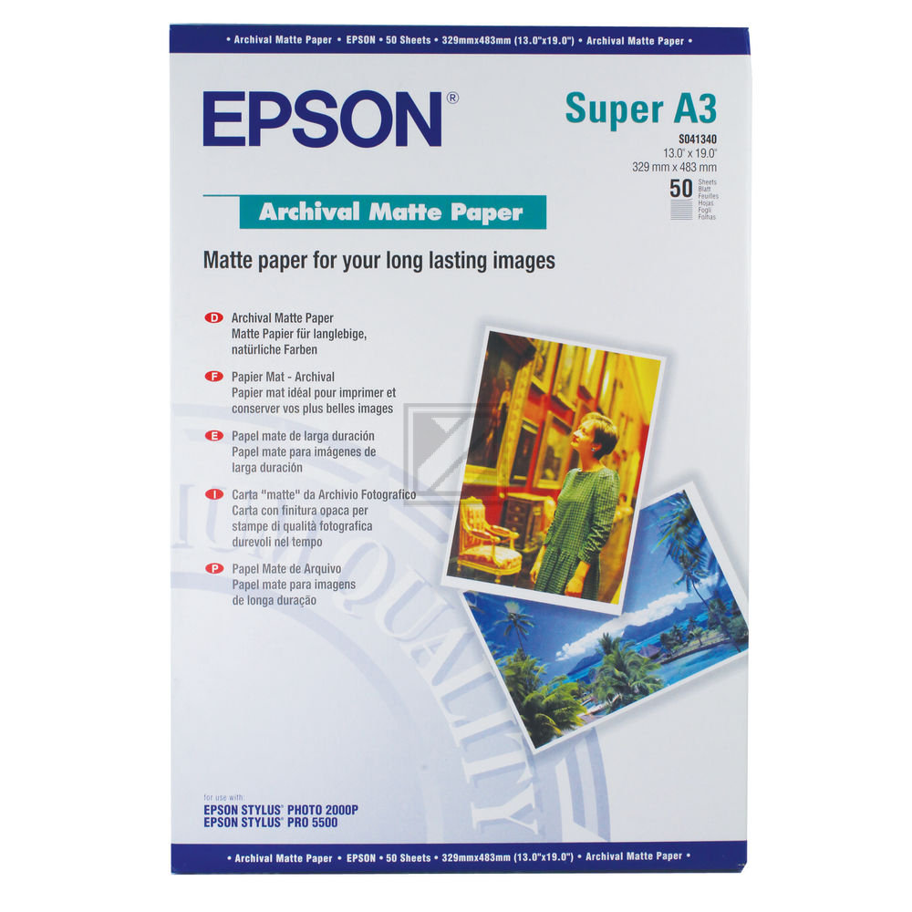Epson Archival Matte Paper papir za ispis A3+ (330x483 mm) Mat 50 listova Bijelo