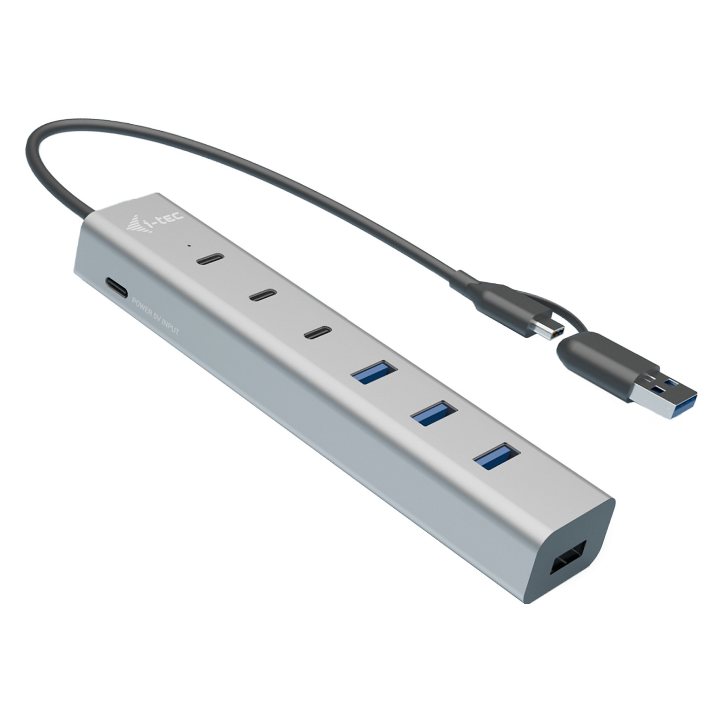 i-tec CAHUBMETAL7 sučelje čvorišta USB 3.2 Gen 1 (3.1 Gen 1) Type-A + Type-C 5 Mbit/s Sivo