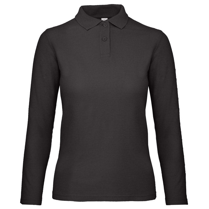 MAJICA DOLGI ROKAVI POLO B&C ID.001 LSL/WOMEN 180G ČRNA L