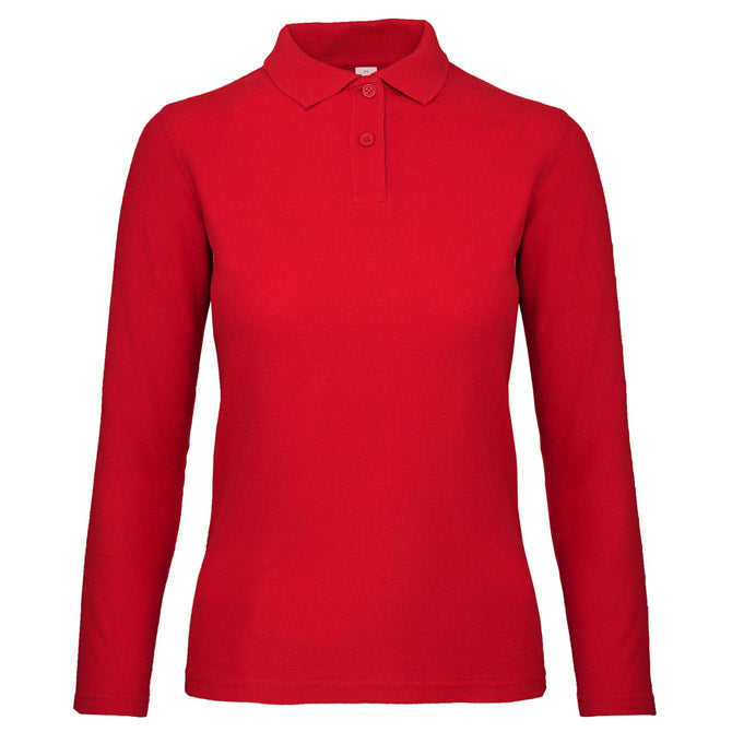 MAJICA DOLGI ROKAVI POLO B&C ID.001 LSL/WOMEN 180G RDEČA S