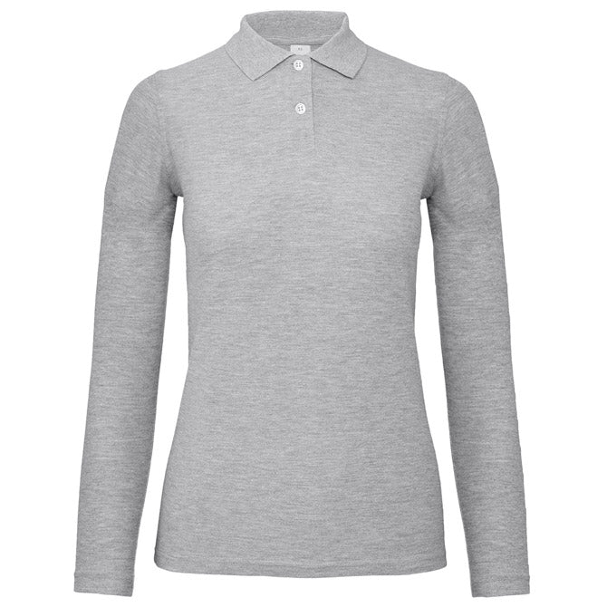 MAJICA DOLGI ROKAVI POLO B&C ID.001 LSL/ŽENSKA 180G SVETLO SIVA XL