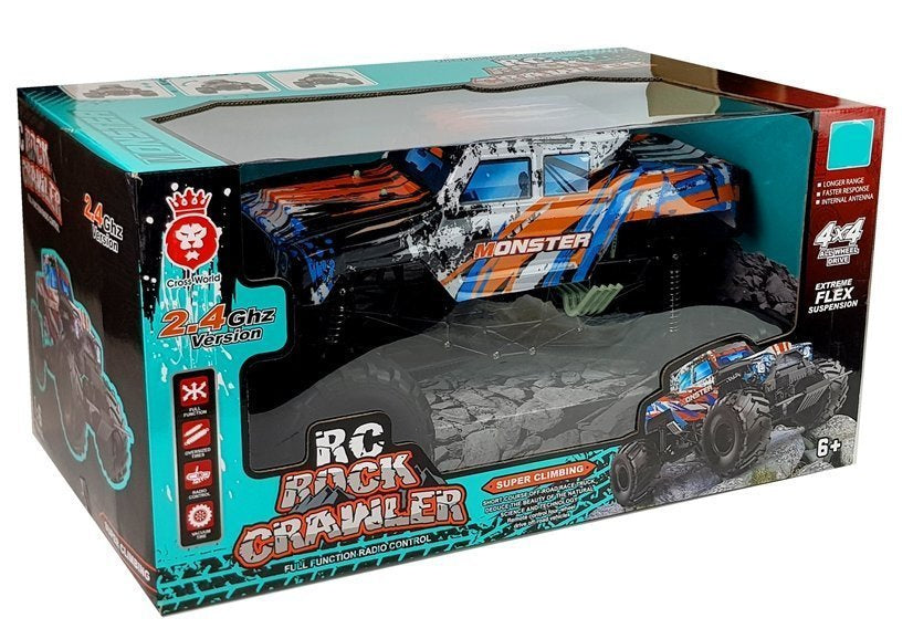 Buggy na daljinsko upravljanje Monster X 2.4G 4x4 57cm - narančasto/plavi
