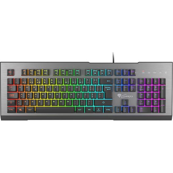 GENESIS Rhod 500 RGB tipkovnica Igranje USB QWERTY Portugalski Crno, Srebro