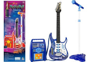 Dječja električna gitara sa pojačalom i mikrofinom Amplifier MP3 Input - plava