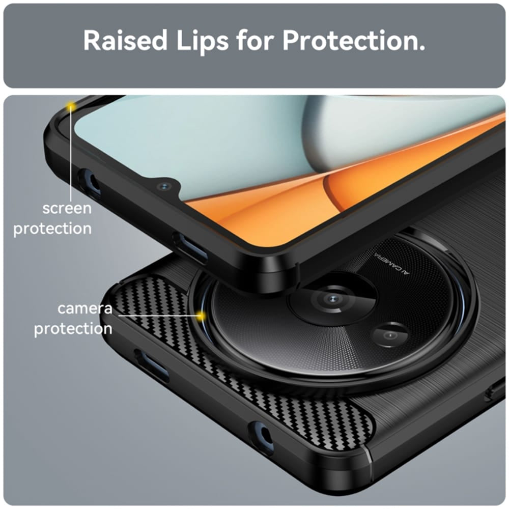 Techsuit Carbon Silicone ovitek za Xiaomi Redmi A3 – črn