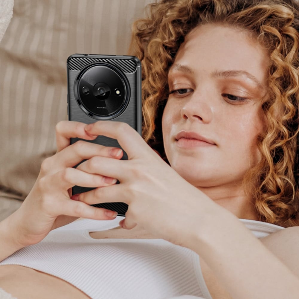 Techsuit Carbon Silicone ovitek za Xiaomi Redmi A3 – črn
