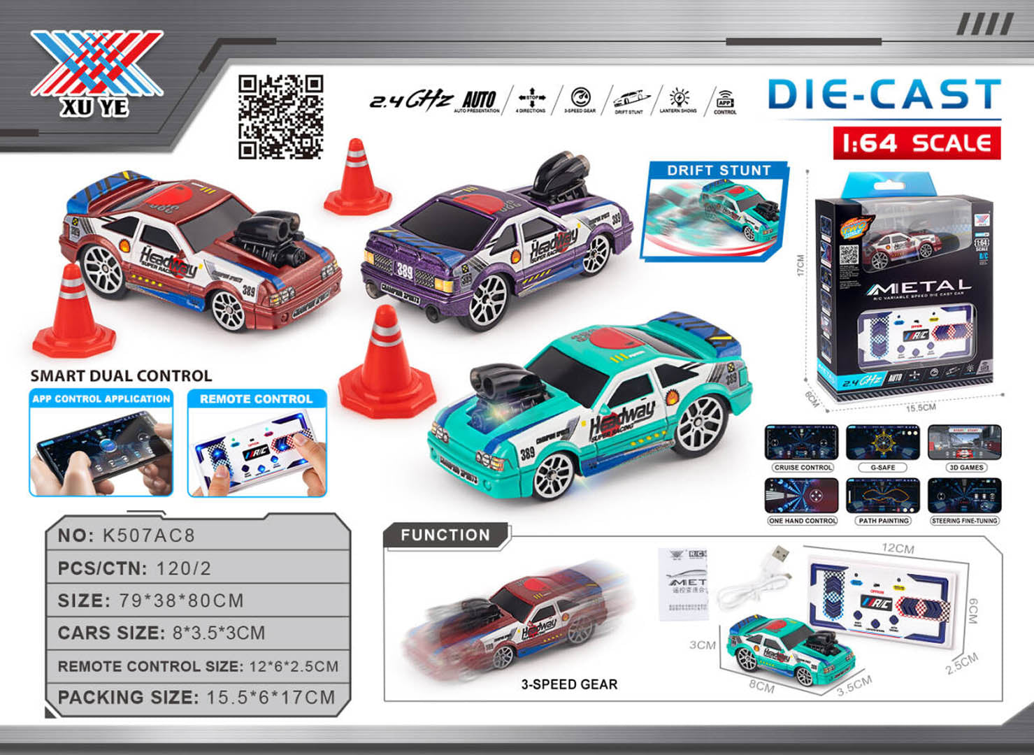 Drift car 1:64 HEADWAY + Accessories