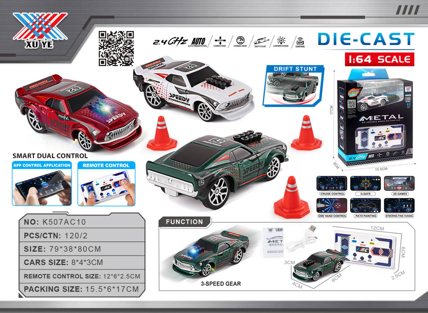 Drift car 1:64 SPEEDY + accessories