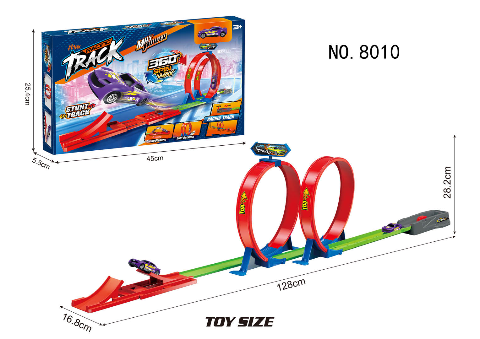 128cm Extreme Loop Track + Car