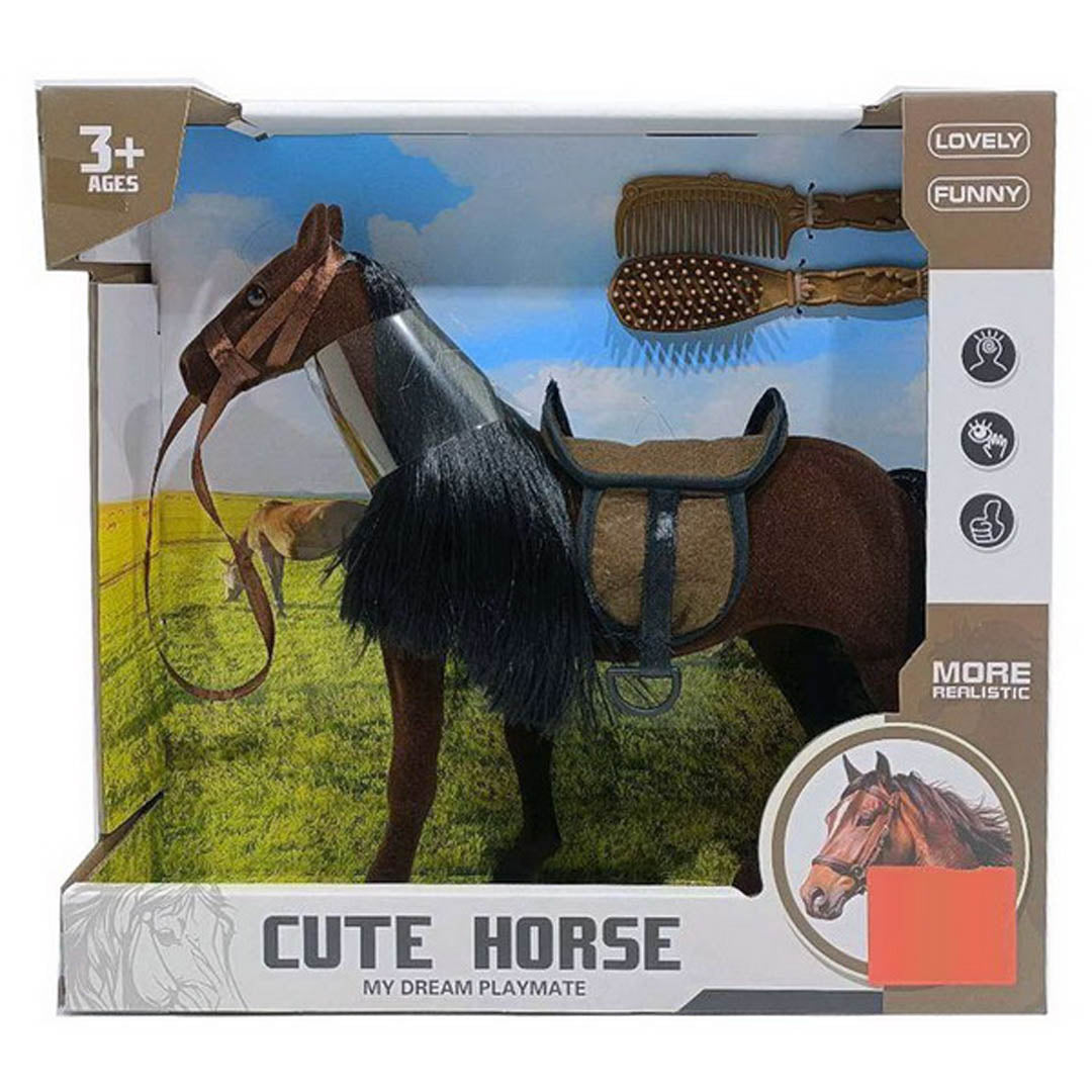 Brown Horse with Black Mane + Accessories