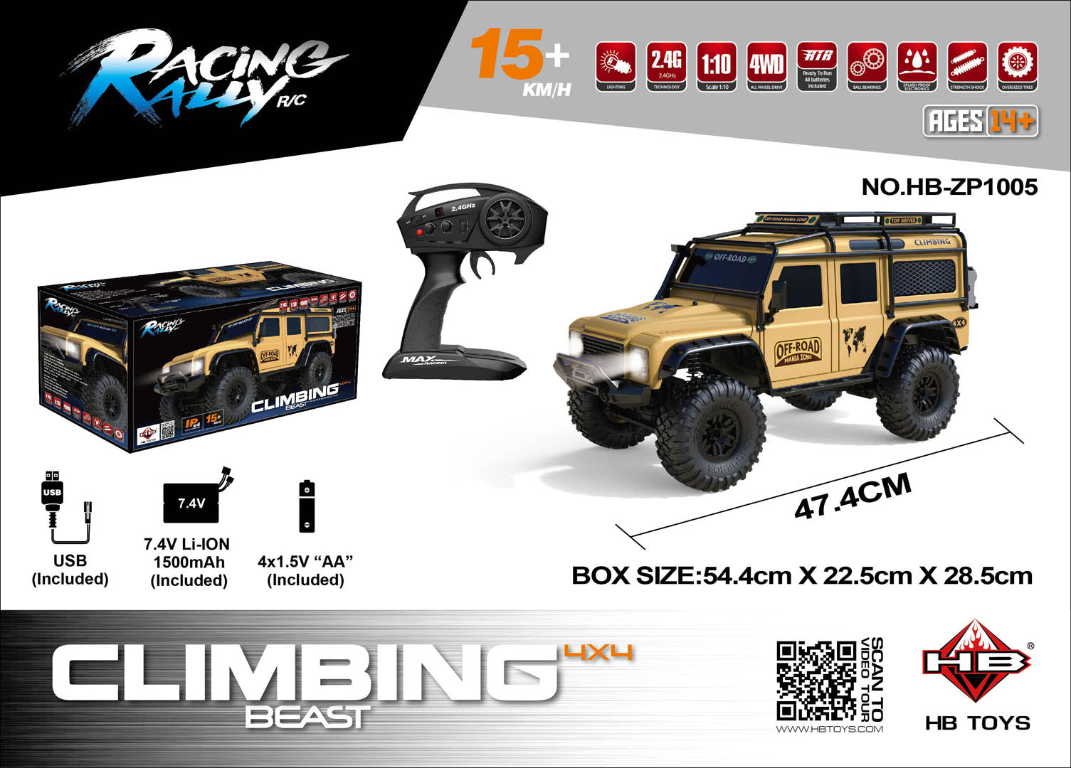 R/C Terrain car CLIMBING BEAST 4x4 1:10 Sandy