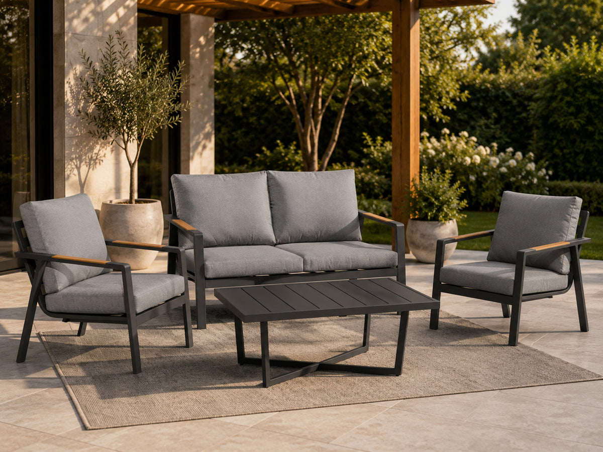 Aluminijska vrtna garnitura - sofa + 2 fotelje + stol