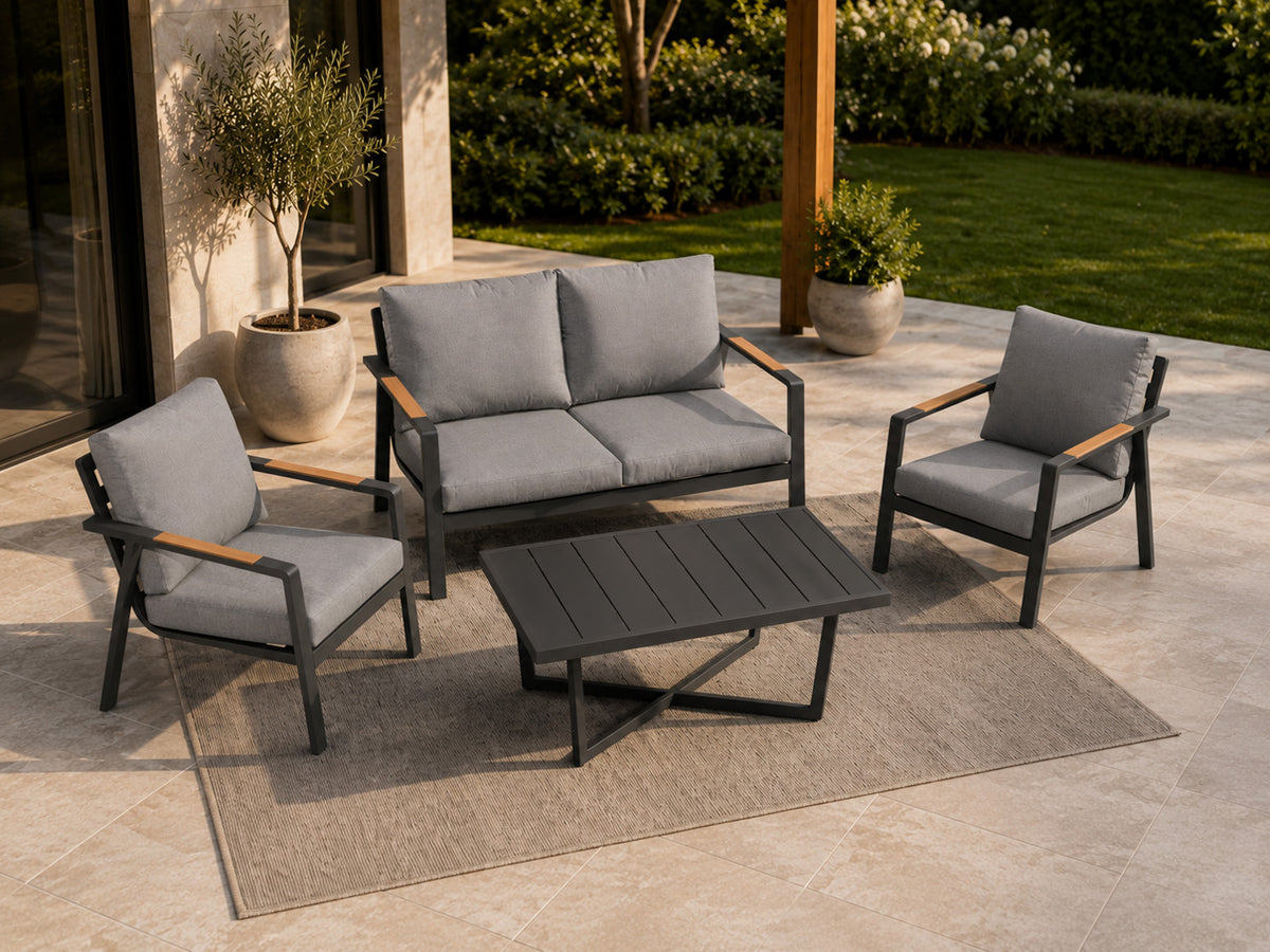 Aluminijska vrtna garnitura - sofa + 2 fotelje + stol