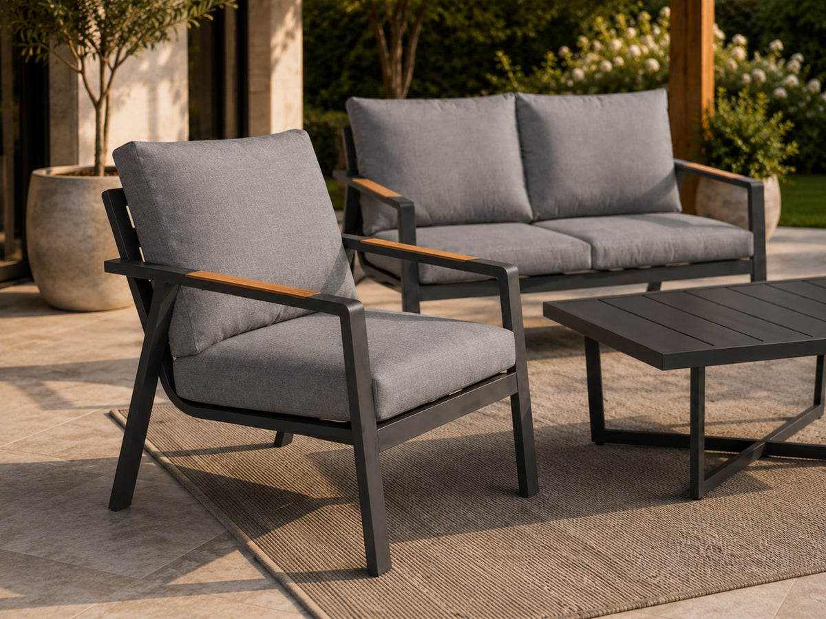Aluminijska vrtna garnitura - sofa + 2 fotelje + stol