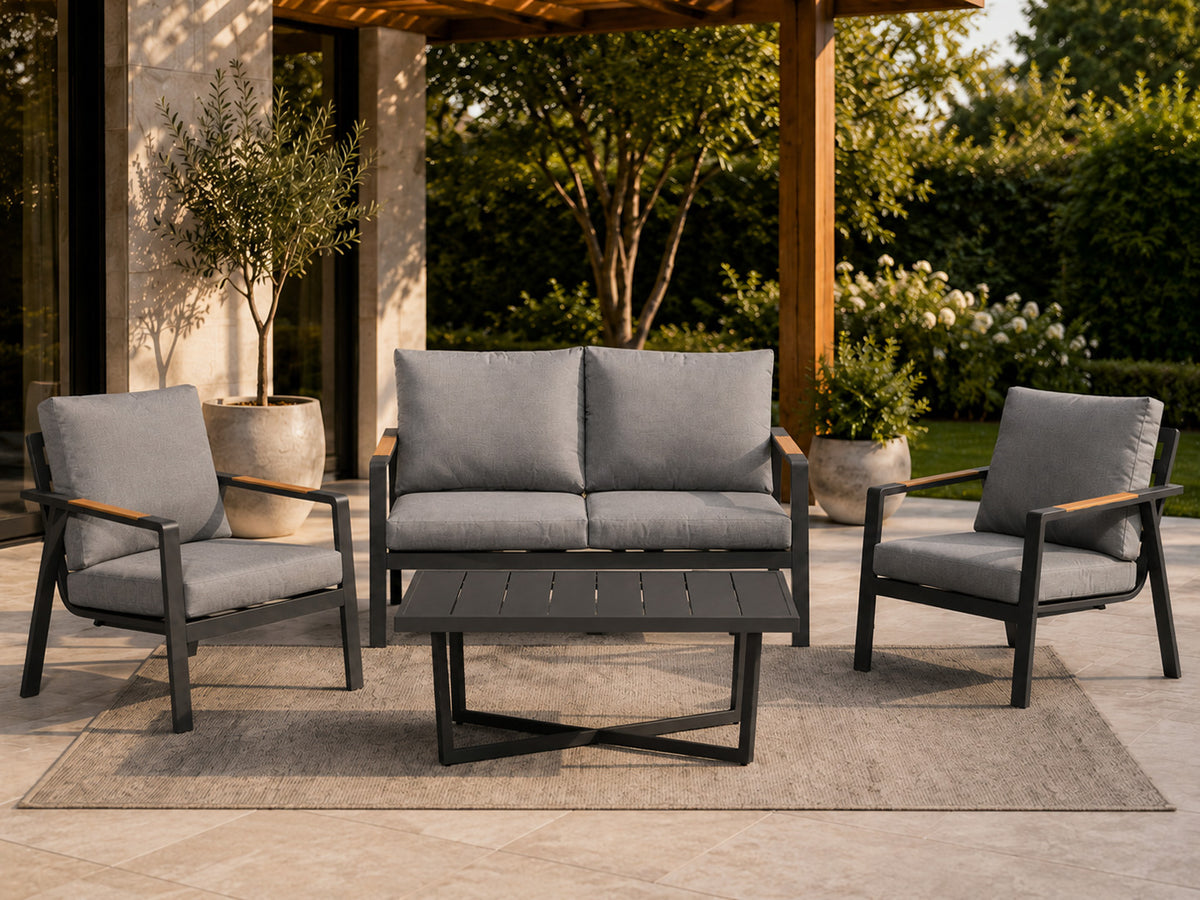 Aluminijska vrtna garnitura - sofa + 2 fotelje + stol