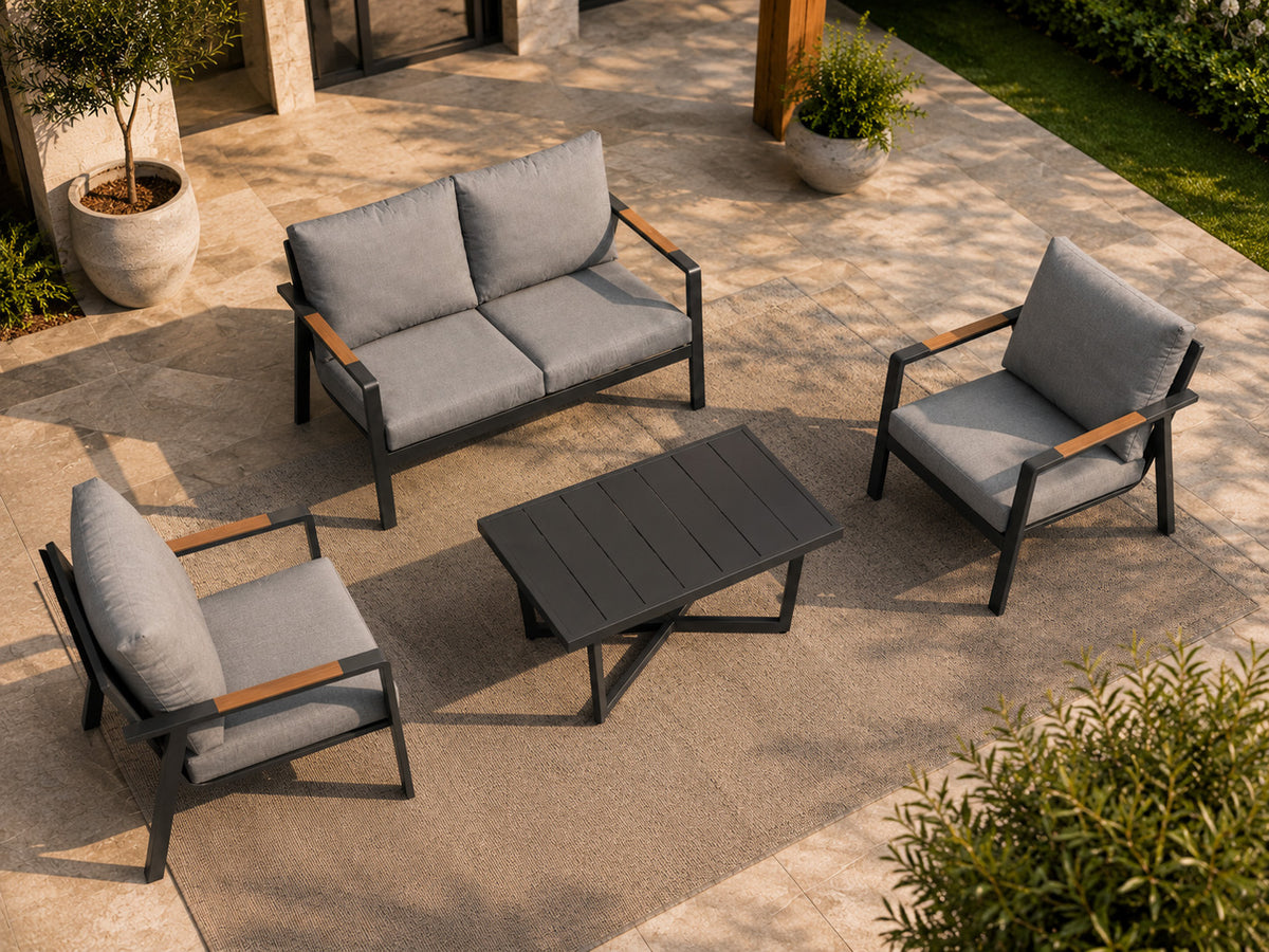 Aluminijska vrtna garnitura - sofa + 2 fotelje + stol
