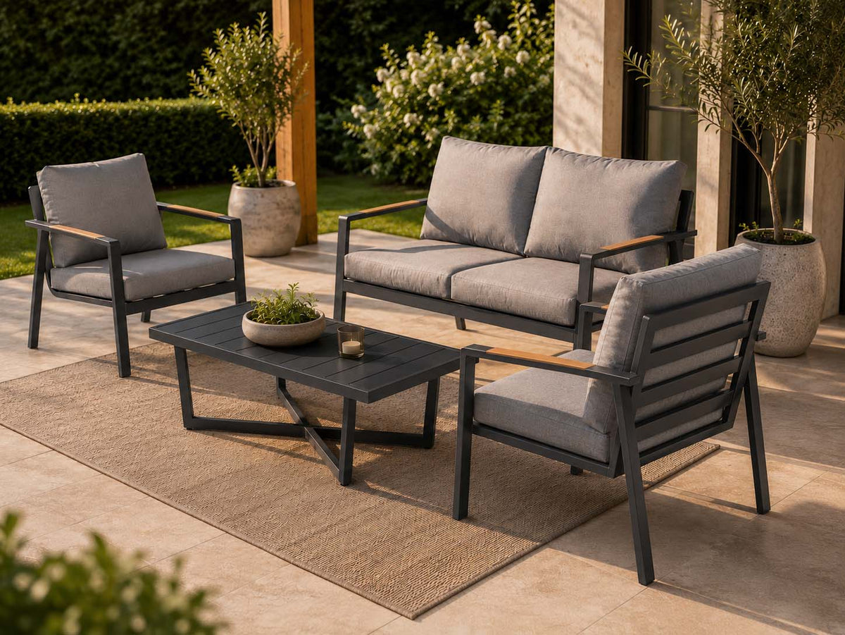 Aluminijska vrtna garnitura - sofa + 2 fotelje + stol