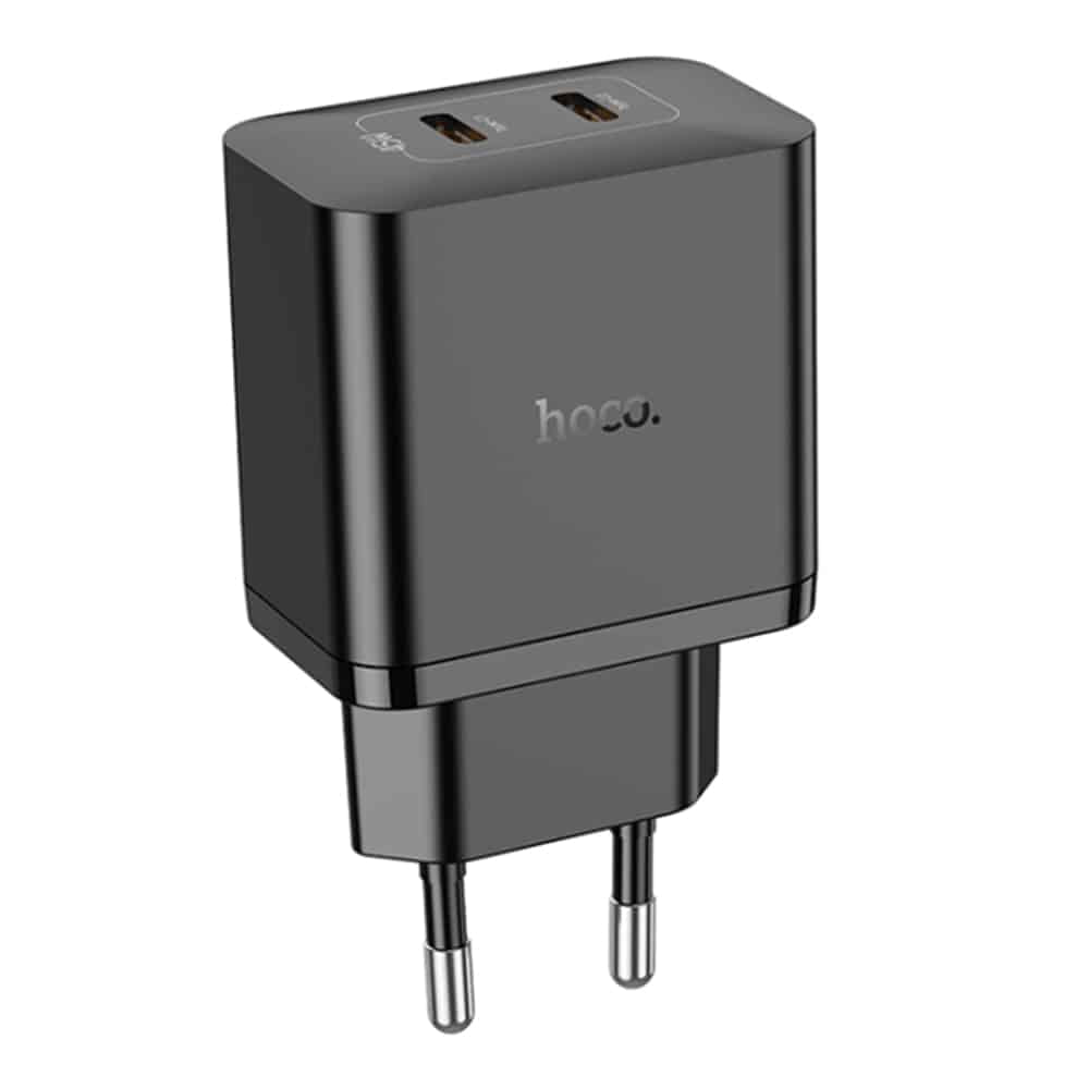 Hoco - Stenski polnilec Streamer (N35) - dvojna vrata 2x Type-C PD45W - črn