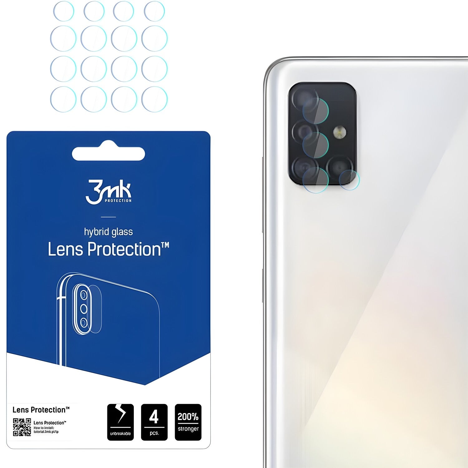 4x Staklo za kameru 3mk za Samsung Galaxy A52 4G/Galaxy A52 5G/Galaxy A52s 5G - Prozirna KP38124