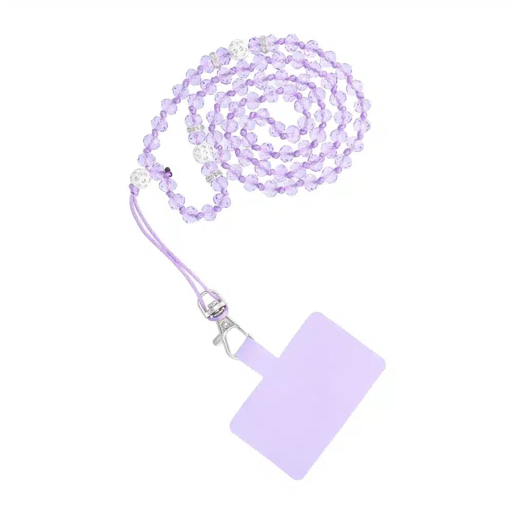 Obesek za telefon CRYSTAL DIAMOND / dolžina vrvice 74cm (37cm v zanki) / okrog vratu vijolična