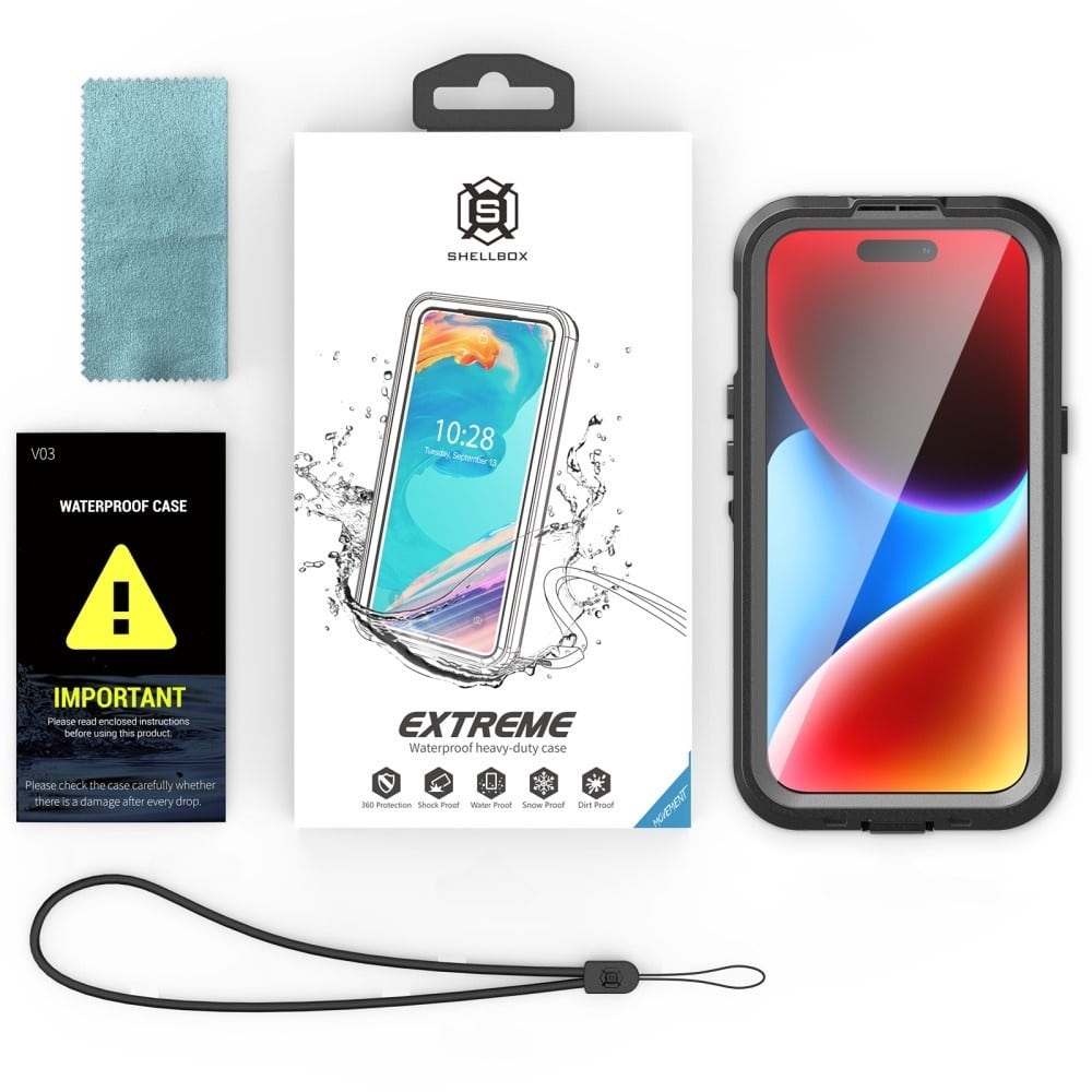 ShellBox – Vodootporna IP68 360° MagSafe maska za iPhone 15 – Crna