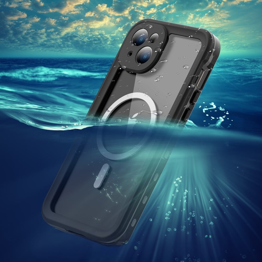 ShellBox – Vodoodporna 360° MagSafe torbica IP68 za iPhone 15 Plus – Črna