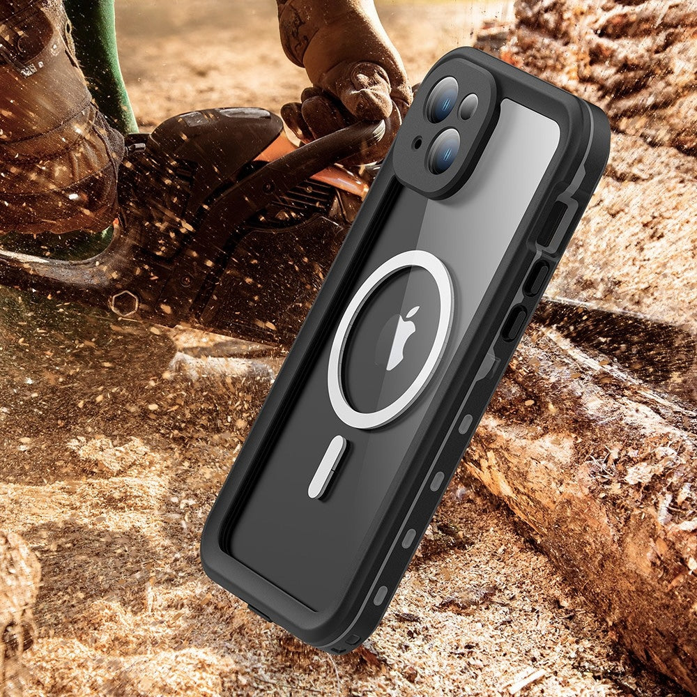 ShellBox – Vodoodporna 360° MagSafe torbica IP68 za iPhone 15 Plus – Črna