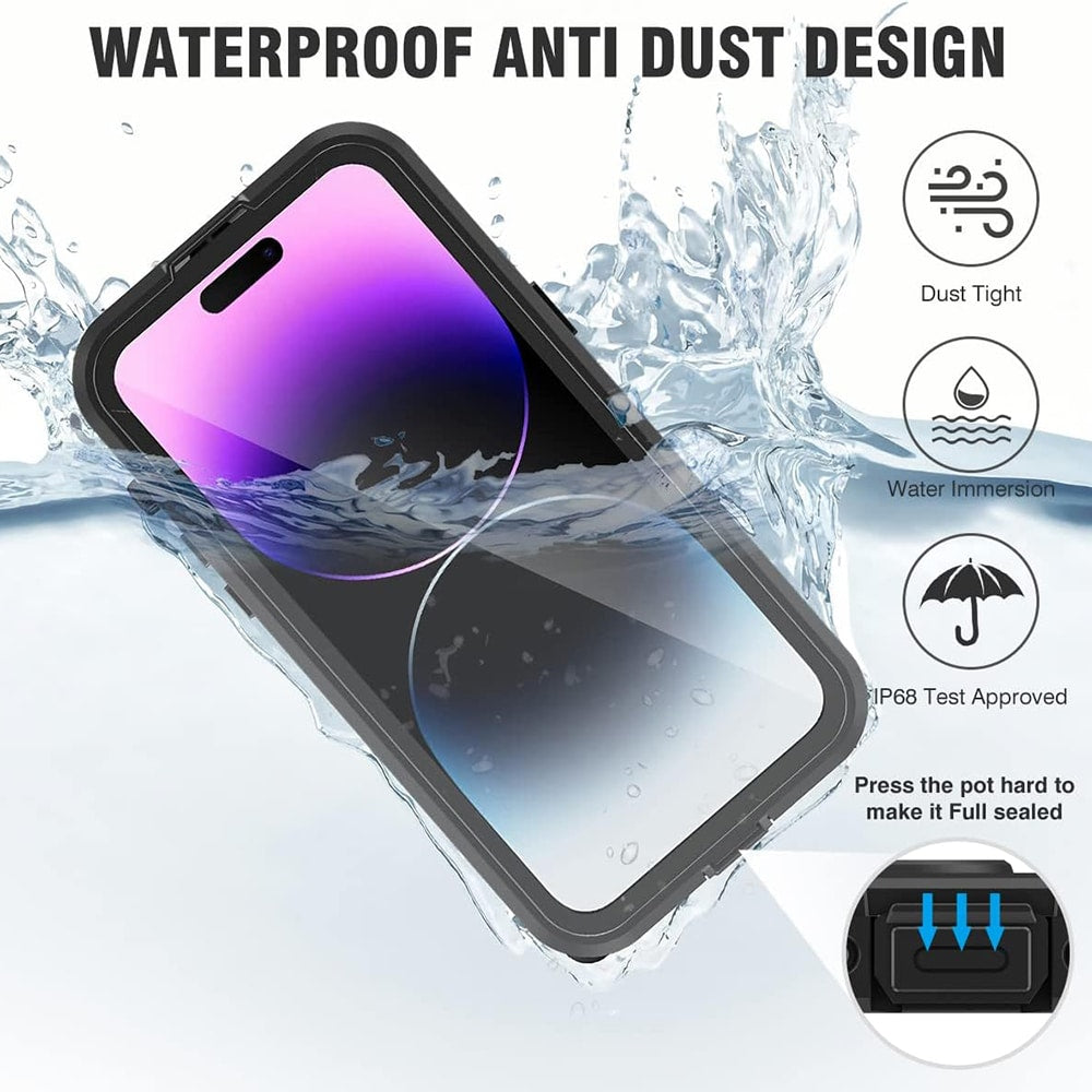 ShellBox – Vodotesni 360° MagSafe ovitek IP68 za iPhone 14 Pro Max – črn