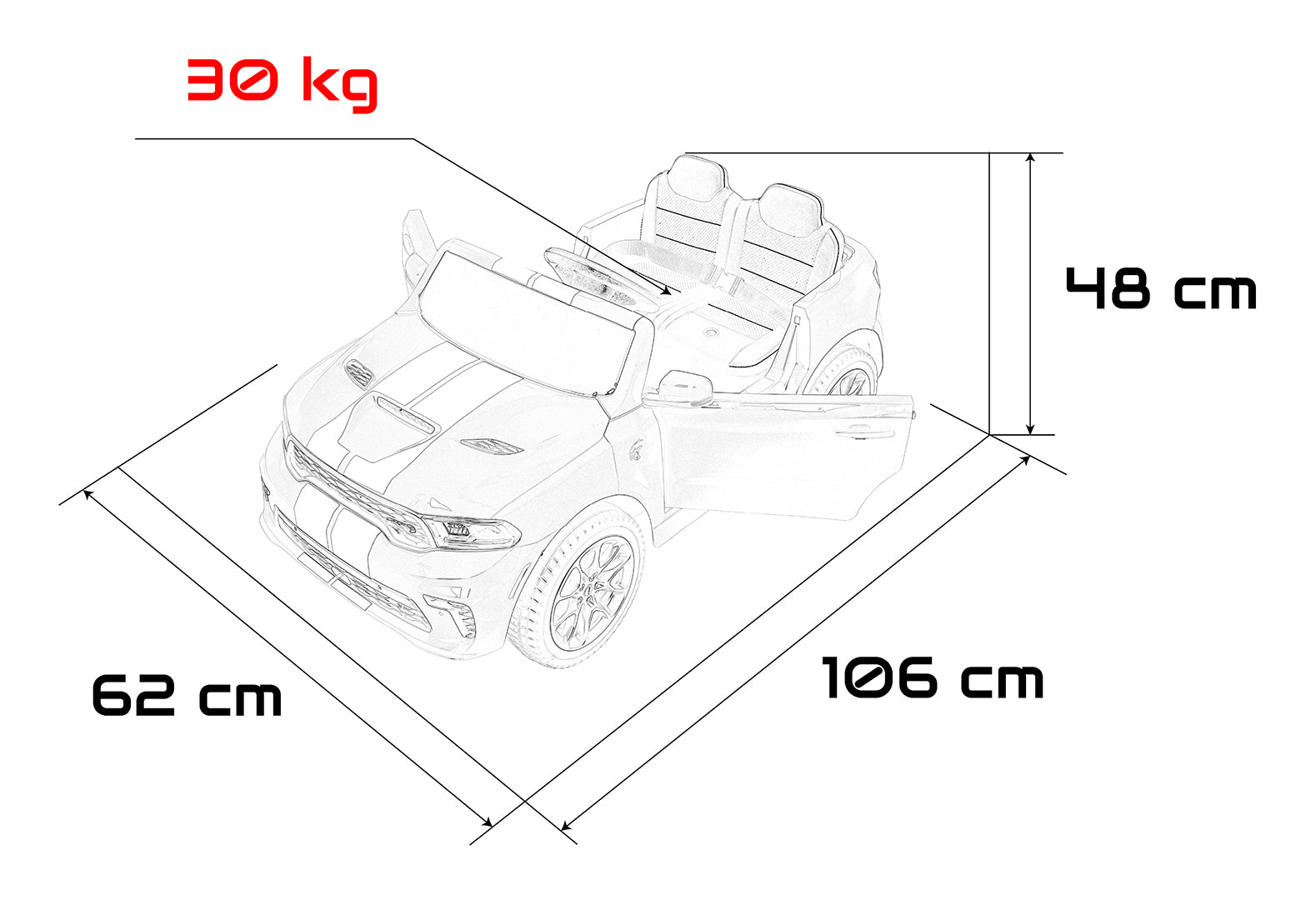 Licencirani auto na akumulator Dodge Durango - crni