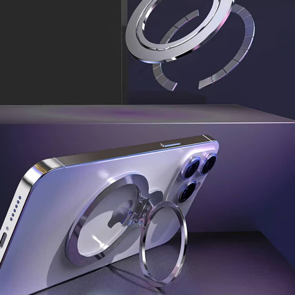 Techsuit - MagSafe telefonski prstan (MPR4) - okrogla oblika - aluminijeva zlitina - črna