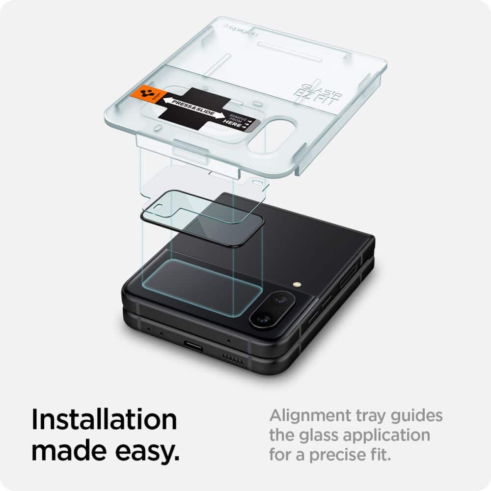 Spigen Zaščita zaslona GLAS.tR Polno prekrivno steklo + folija za tečaje za Galaxy Z Flip 4