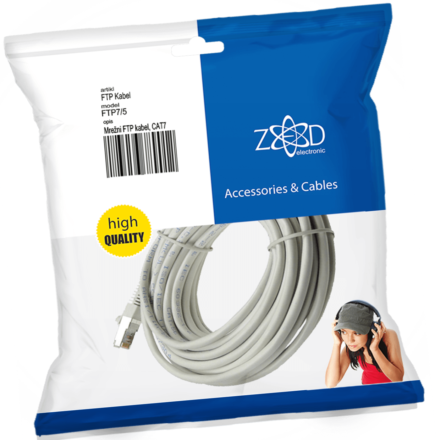 ZED electronic Mrežni FTP kabel, CAT7, dužina 5.0 metara - FTP7/5